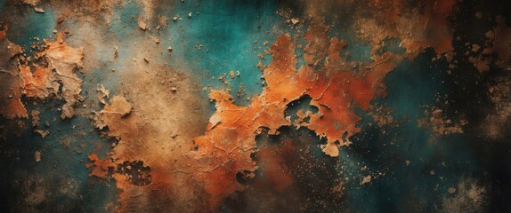 Textured Grunge Background with Distressed Layers of Orange and Teal for Creative Design and Poster Applications
