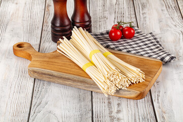 Raw dry wheat udon noodles