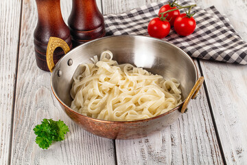 Boiled wheat asian udon noodles