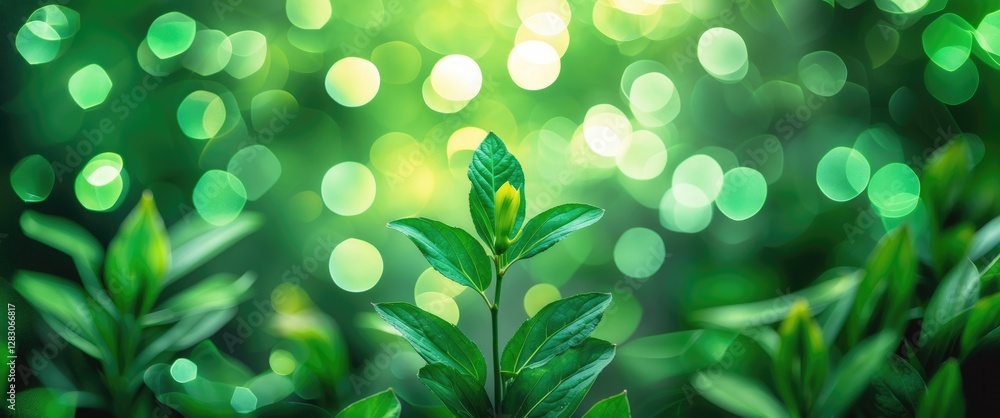 Poster bokeh green leaf background with blurred spring nature effect for design and decoration projects sho
