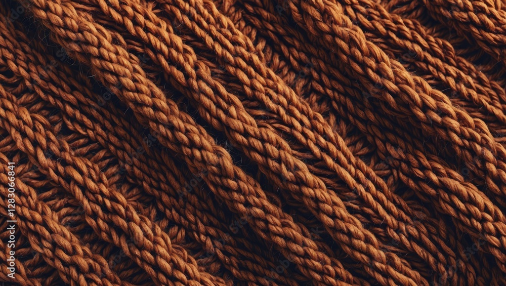 Aufkleber Textured closeup of rich brown knitted fibers creating an abstract background ideal for design and textile concepts.