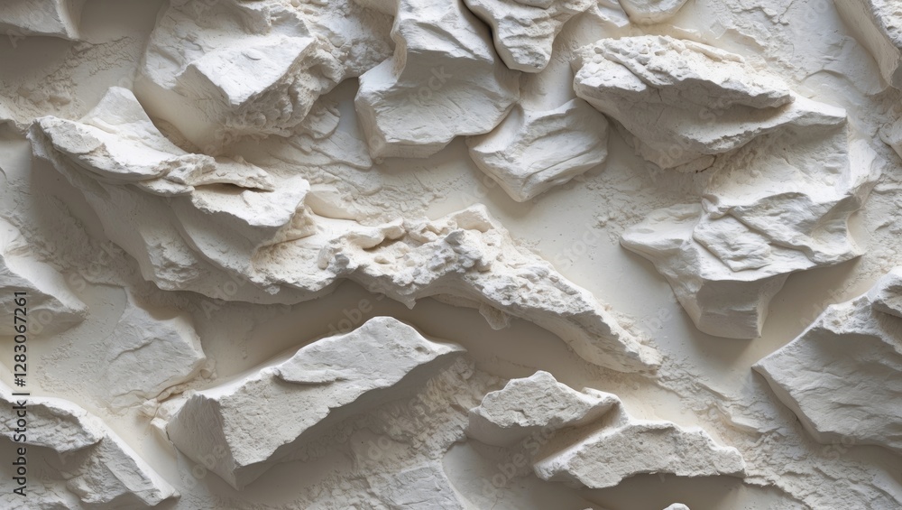 Aufkleber textured gypsum wall surface with intricate layered patterns in neutral tones for interior design an