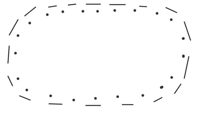 A round frame made of dots and broken lines.