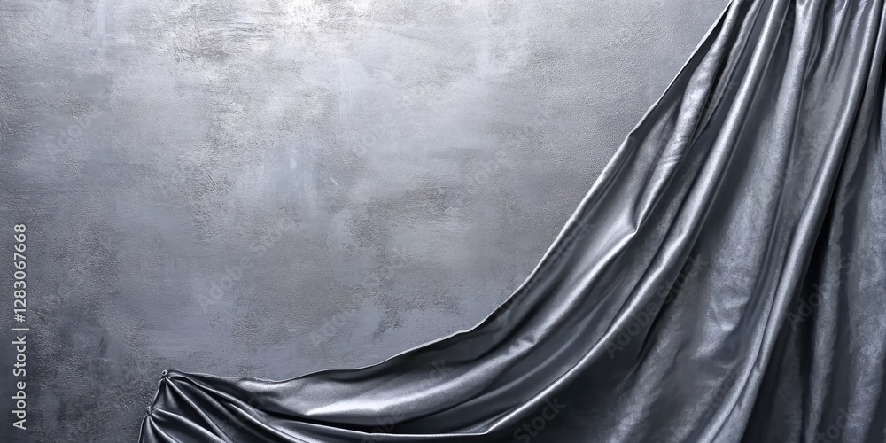 Fototapete sleek charcoal gray draped fabric creating a smooth flowing texture with gentle folds on the left si