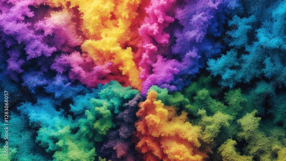 Aufkleber Vibrant Colorful Gradient Background with Abstract Noise Texture and Fluid Patterns for Creative Design Projects