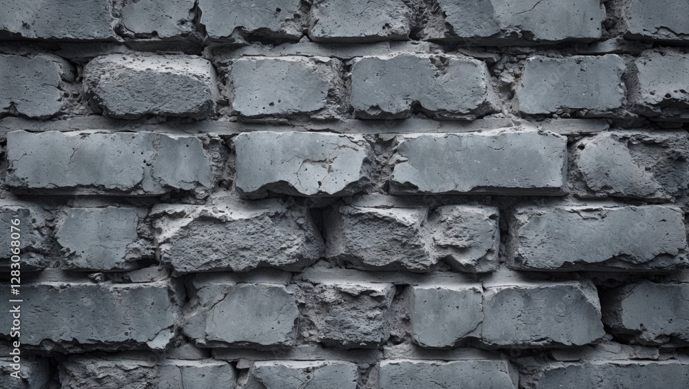 Poster weathered gray brick wall texture closeup highlighting the rough surfaces and details ideal for back