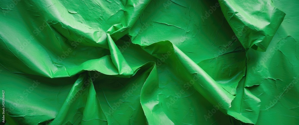 Aufkleber vibrant green crumpled paper texture background in high resolution ideal for creative projects and d