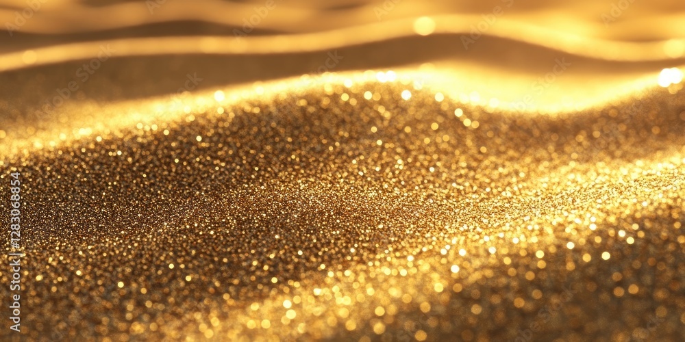 Leinwandbilder golden shimmering sand with soft, undulating waves reflecting warm sunlight, creating a sparkling, t