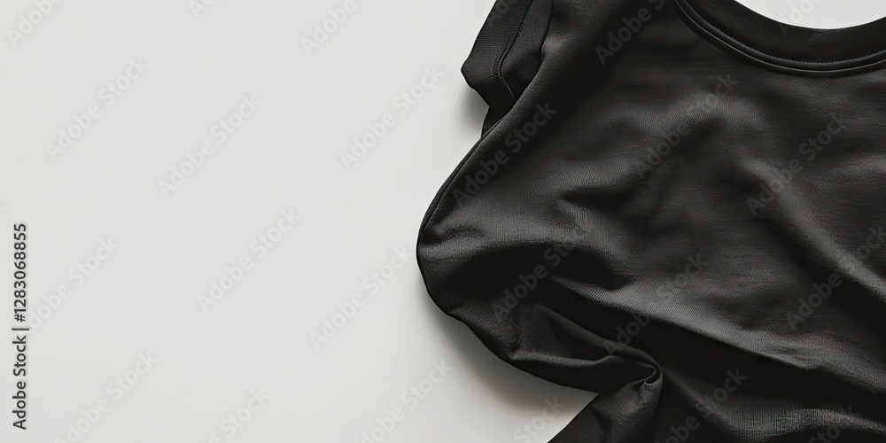 Poster black fabric top elegantly draped on a minimalist light background capturing texture and soft folds 