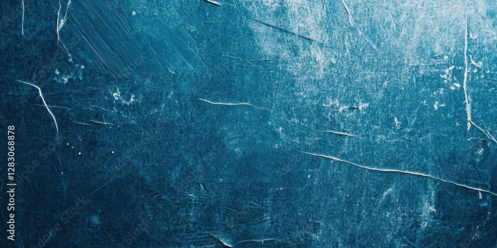 Aufkleber scratched blue linoleum texture with abstract dark and light blue shades creating a weathered backgr