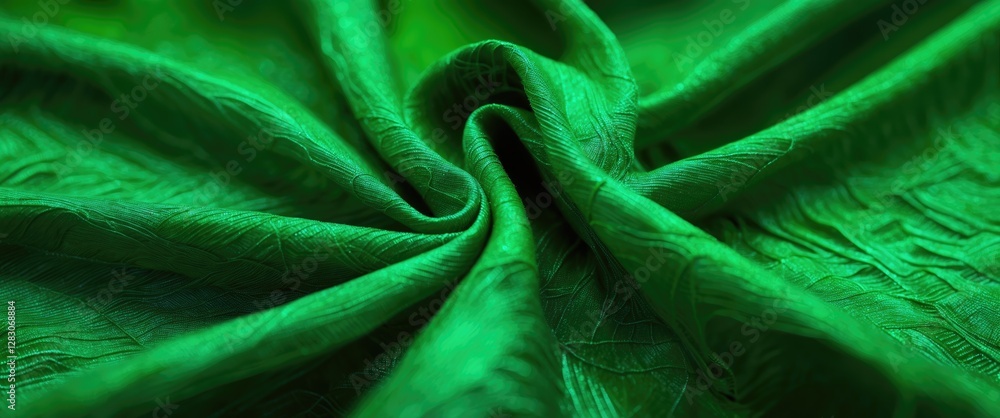 Poster vibrant green fabric texture with intricate patterns ideal for backgrounds and design elements in va