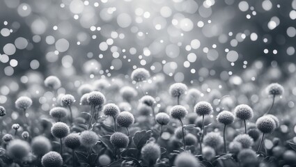 Bokeh background with gray and white tones featuring soft floral elements creating a dreamy natural atmosphere.