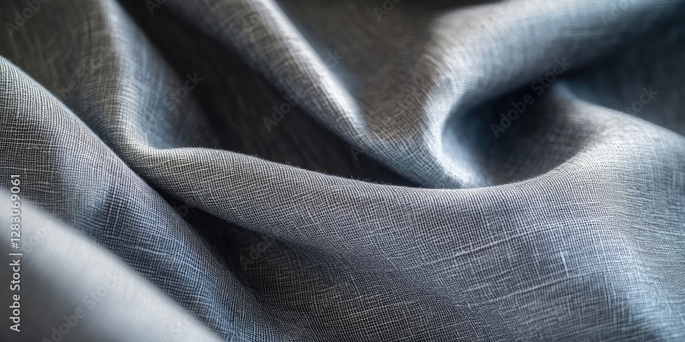 Poster textured grey fabric draped elegantly with soft folds creating a sophisticated atmosphere highlighti