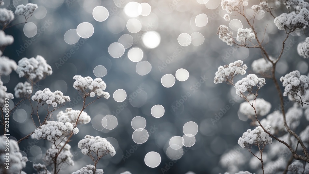 Poster delicate gray and white bokeh effect from natural elements creating a serene and dreamy background w