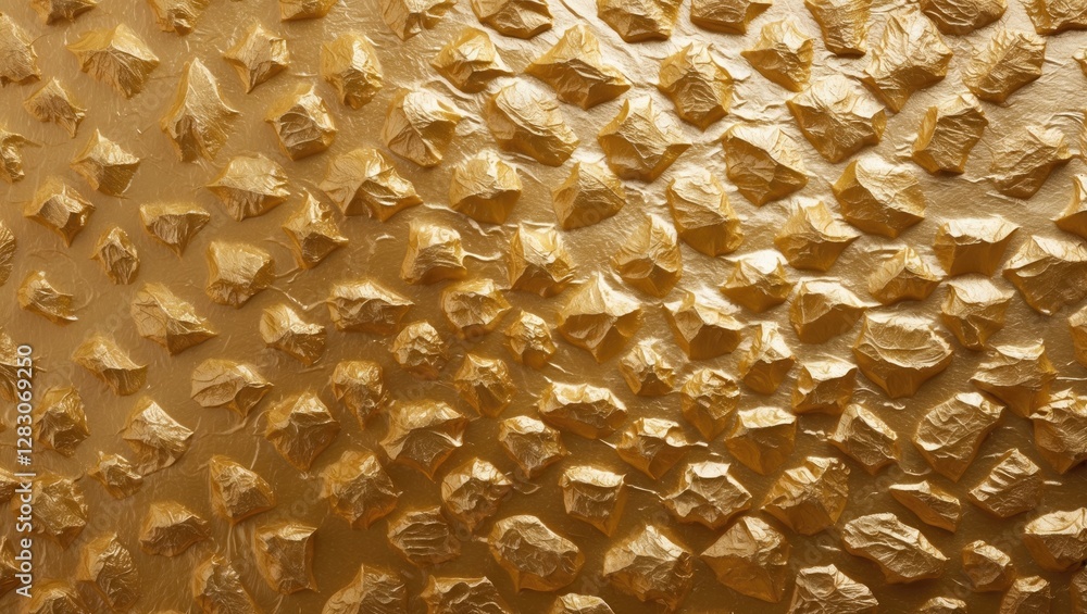 Poster textured golden background with a close-up view of crumpled metallic surface showcasing rich, luxuri