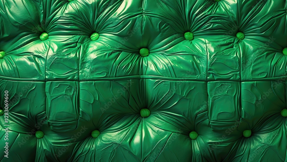 Poster luxurious green leather texture with intricate patterns and tufted design suitable for backgrounds a