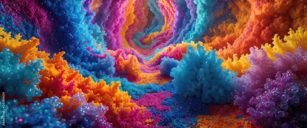 Aufkleber Vibrant abstract landscape with colorful textures and patterns creating a mesmerizing depth and visual experience.