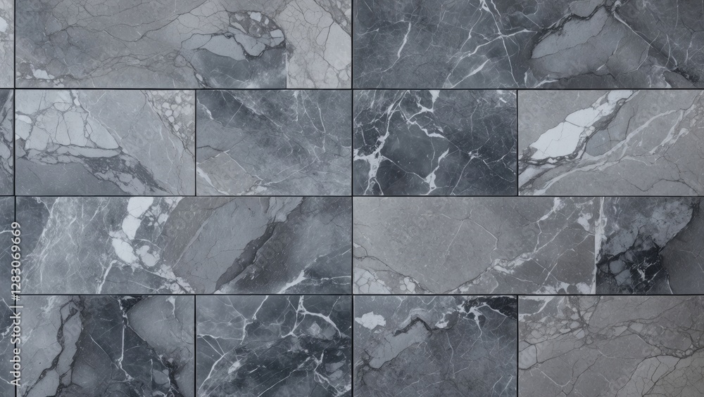 Poster dark gray marble tile floor texture with intricate pattern details ideal for interior design or arch
