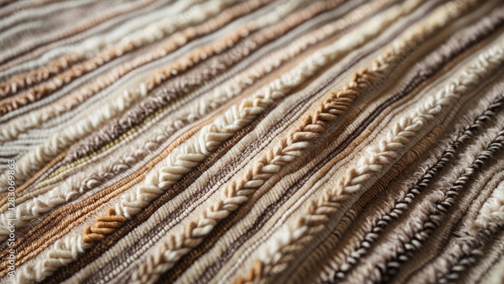 Poster Textured carpet surface close-up showcasing intricate patterns and warm earthy tones ideal for interior design and home decor concepts.