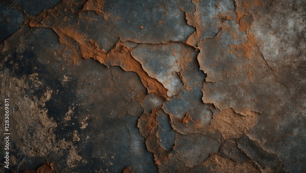 Poster rustic grungy wall texture with cracks and earthy tones ideal for backgrounds in design and art proj