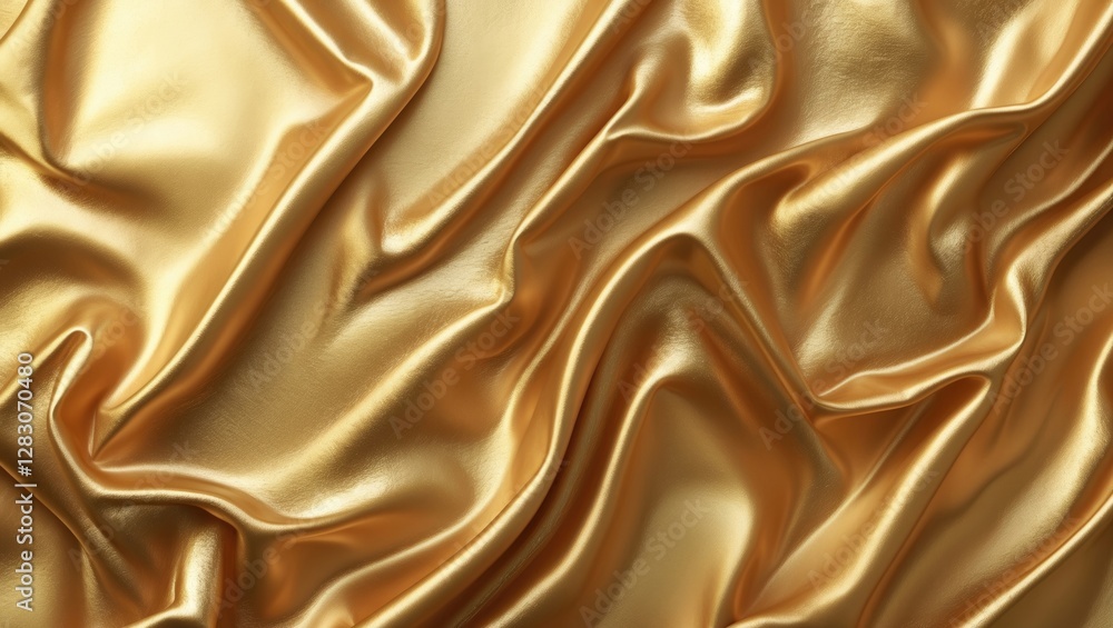 Poster luxurious gold satin fabric texture with elegant draping and soft sheen ideal for background design 