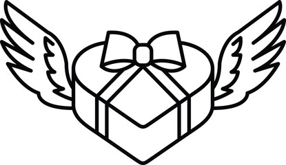 box with a bow on it and wings on either side