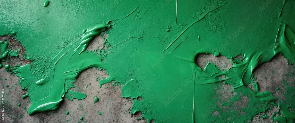 Poster green paint texture on cement floor surface showcasing vibrant color and unique patterns for artisti