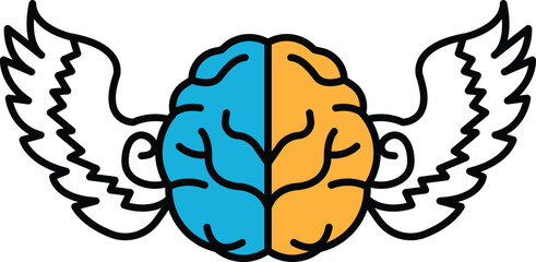 A brain with two wings on either side