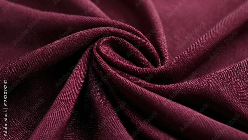 Poster close-up view of luxurious burgundy fabric showcasing intricate texture and rich color perfect for d