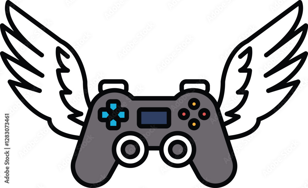 Poster a video game controller with wings on it
