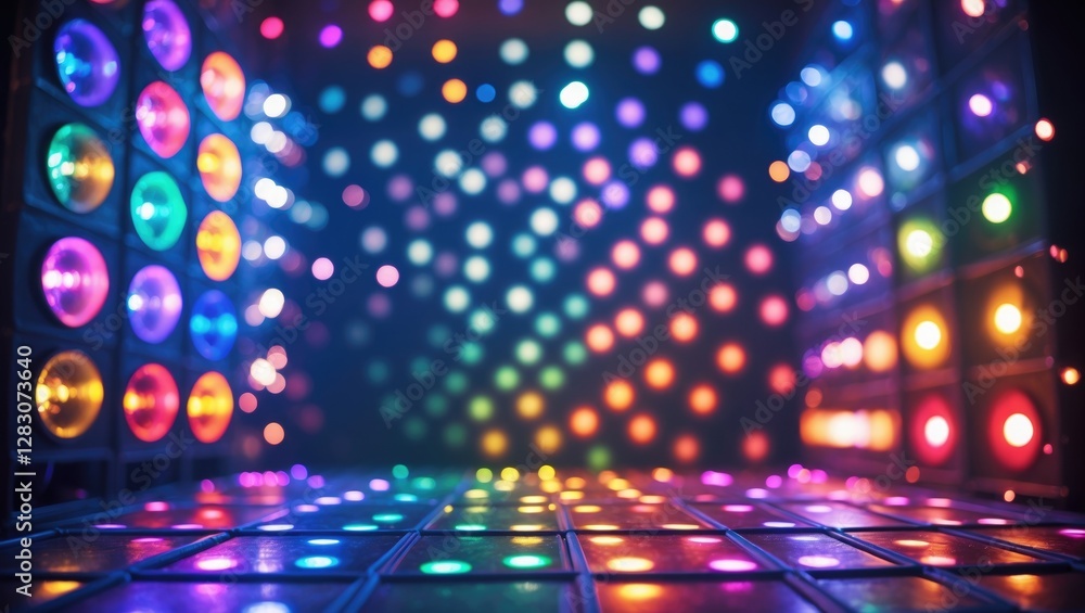 Poster Vibrant Disco Lights and Bokeh Background for Dynamic Event and Party Themes