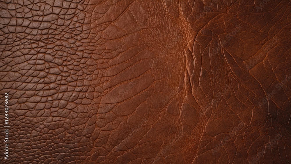 Poster detailed closeup of rich brown leather texture showcasing natural grain and intricate patterns for d