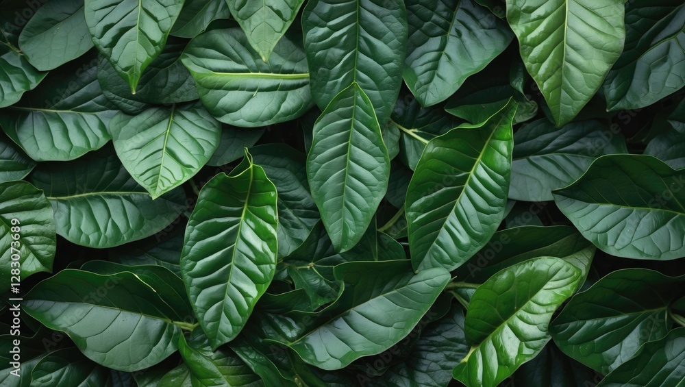 Poster lush close-up of vibrant green leaves creating a rich, textured natural background for design and bo