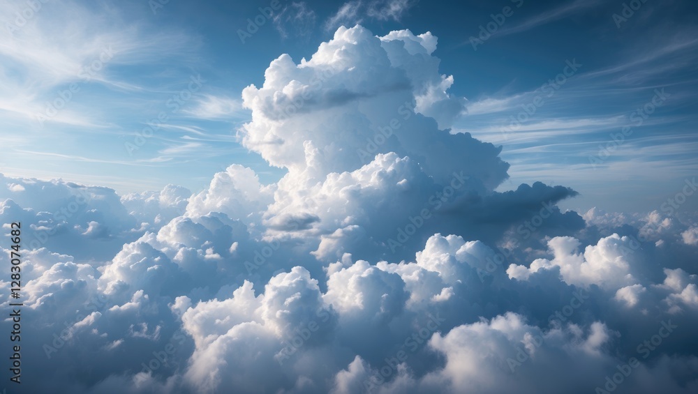 Poster dramatic cloudscape with vibrant blue sky creating an abstract background ideal for nature-themed de