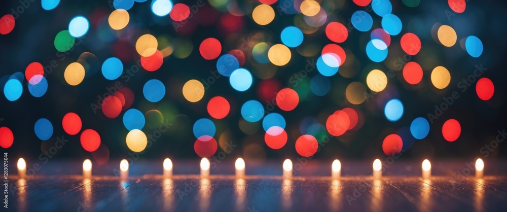 Aufkleber Festive abstract bokeh background with colorful Christmas lights creating a joyful and warm holiday atmosphere for seasonal designs.