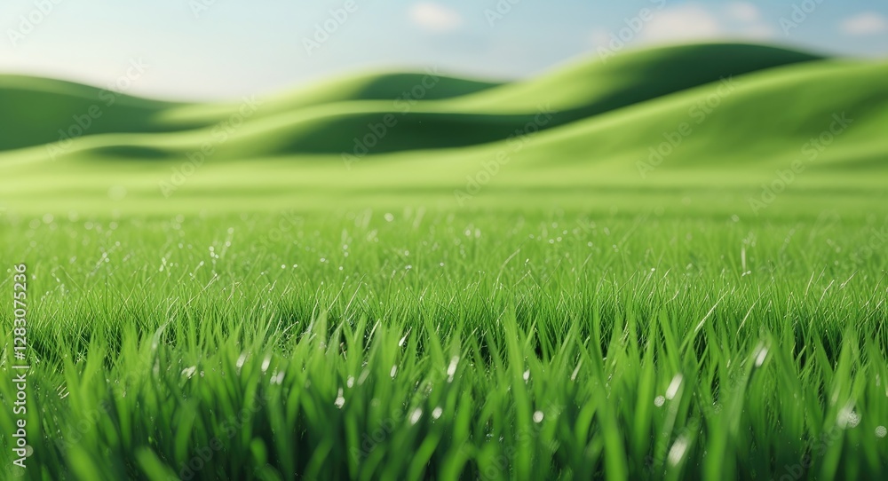 Poster vibrant green grass texture with soft focus and copy space for text ideal for nature backgrounds and