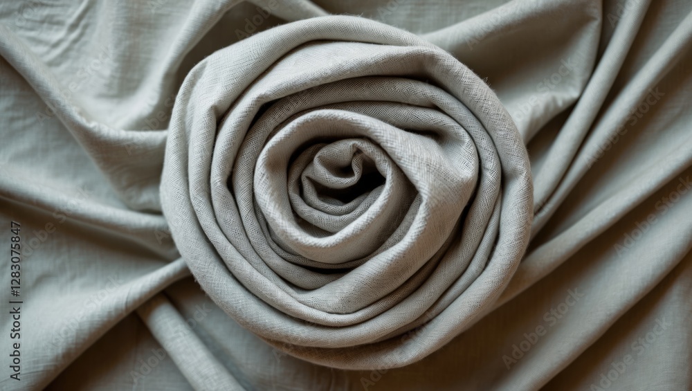 Aufkleber Textured fabric elegantly folded into a circular shape creating a sophisticated background for design and presentation purposes.