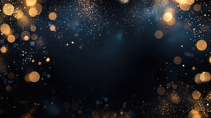 Obraz premium Elegant Black Background with Soft Golden Bokeh Texture
