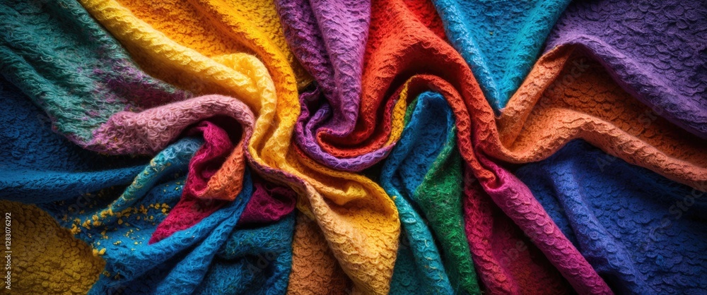 Poster vibrant wrinkled fabric textures in a colorful palette ideal for creative presentations and artistic