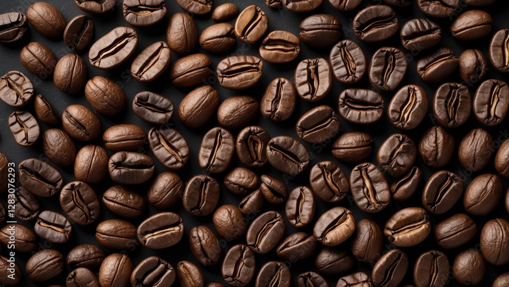 Poster coffee beans of varying quality in a blend of arabica and robusta displayed against a black backgrou