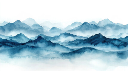 Watercolor background of gentle waves in soft aquamarine tones blending seamlessly into white