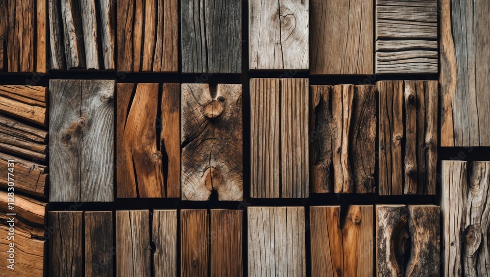 Aufkleber Diverse collection of rustic wood texture backgrounds showcasing natural patterns and colors for design and artistic projects