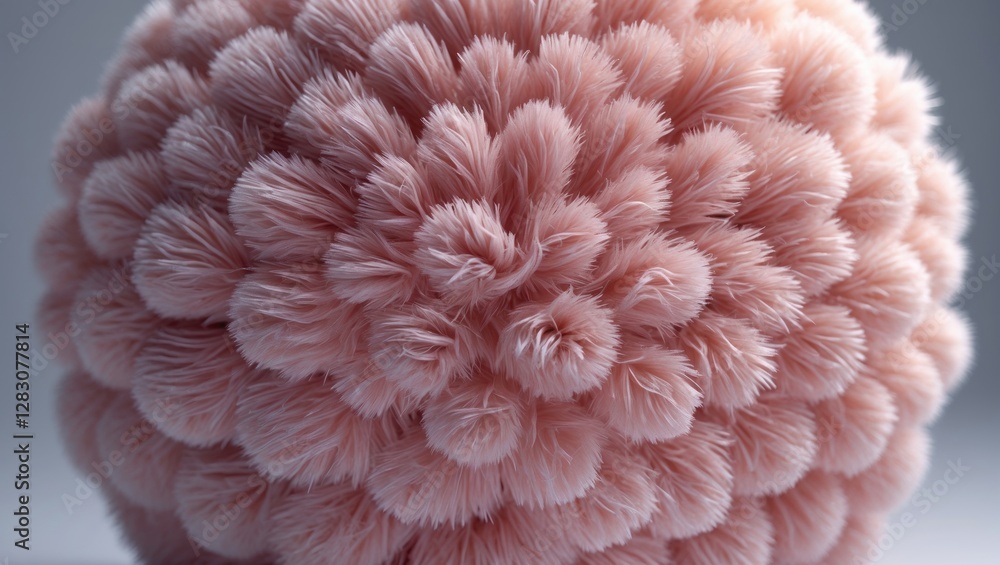 Aufkleber 3D Fluffy Textured Sphere With Soft Petal-Like Features Ideal For Creative Design Projects