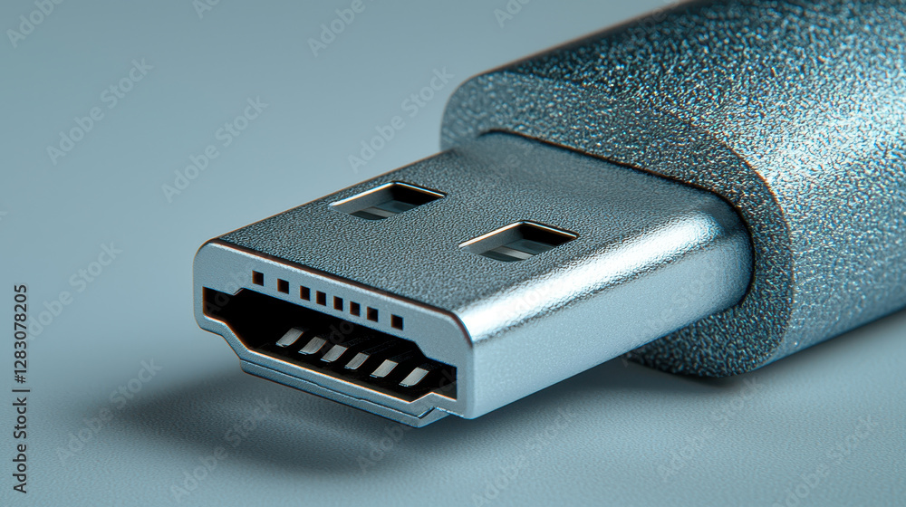 Poster close-up view of a detailed usb type-a connector on a soft lit background