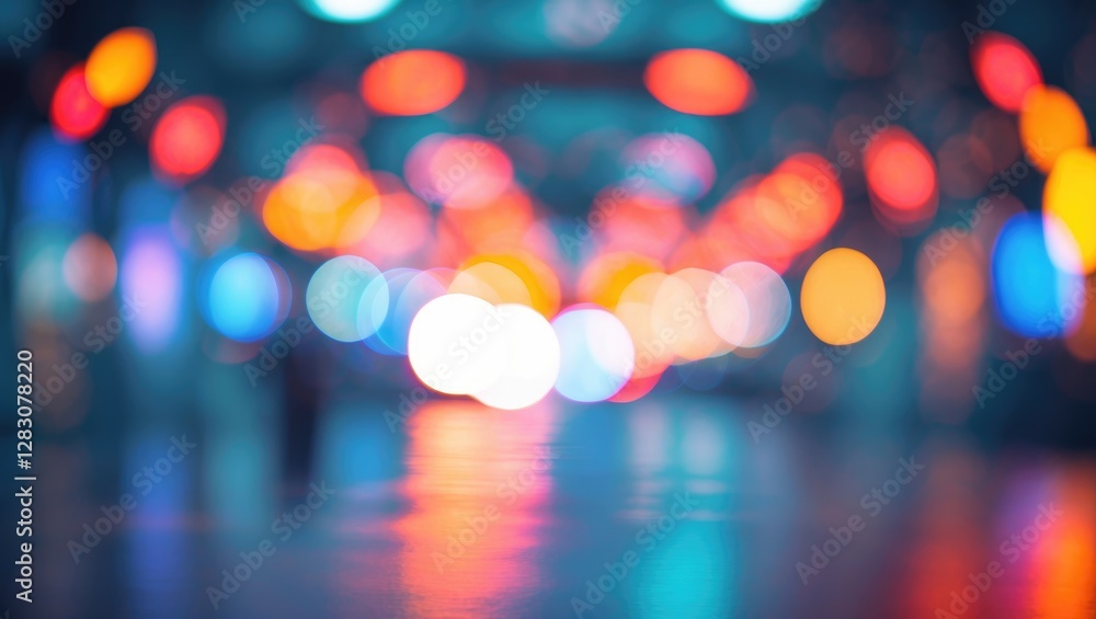 Aufkleber Abstract blurred background with colorful light bokeh effect creating a vibrant and dreamy atmosphere ideal for creative designs.