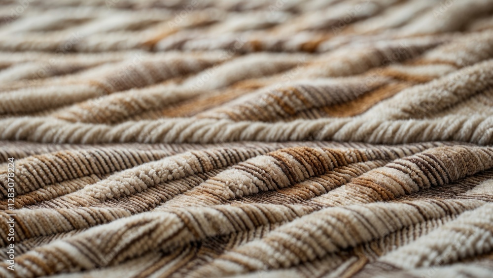 Poster textured carpet surface featuring intricate patterns in warm earthy tones, showcasing depth and tact