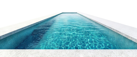 Luxury swimming pool with clear blue water, isolated on transparent cutout background