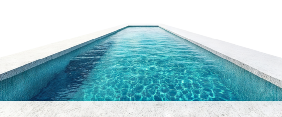Luxury swimming pool with clear blue water, isolated on transparent cutout background