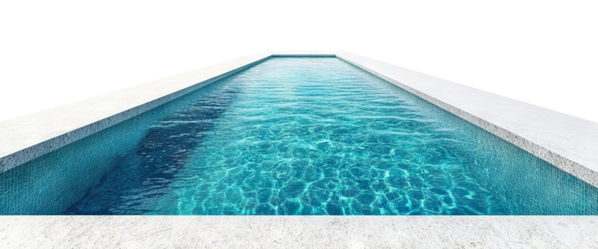 Luxury swimming pool with clear blue water, isolated on transparent cutout background - Powered by Adobe