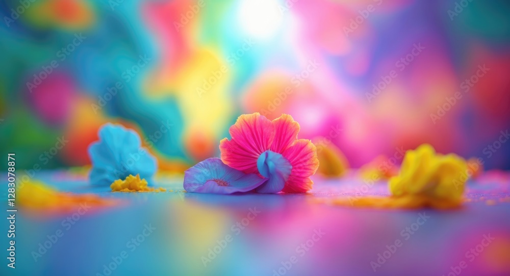 Poster abstract blurred floral composition with vibrant colors creating a dreamy and colorful background id